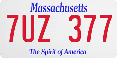 MA license plate 7UZ377