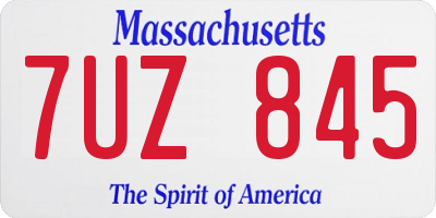 MA license plate 7UZ845