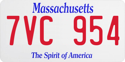 MA license plate 7VC954