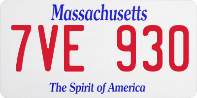 MA license plate 7VE930