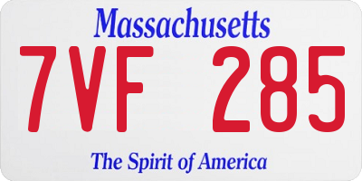 MA license plate 7VF285