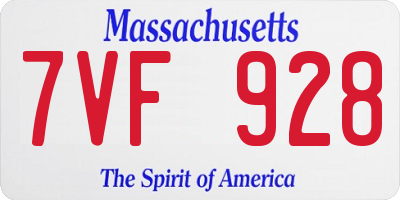 MA license plate 7VF928