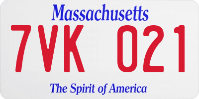 MA license plate 7VK021
