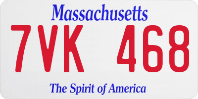 MA license plate 7VK468