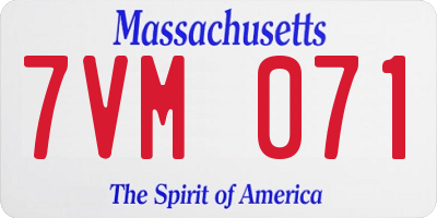 MA license plate 7VM071