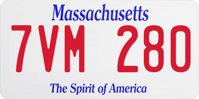MA license plate 7VM280