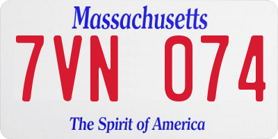 MA license plate 7VN074