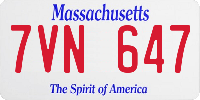 MA license plate 7VN647