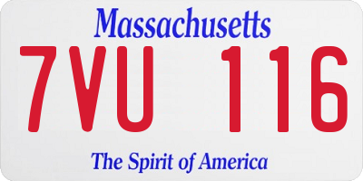 MA license plate 7VU116