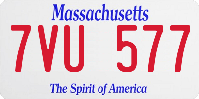 MA license plate 7VU577