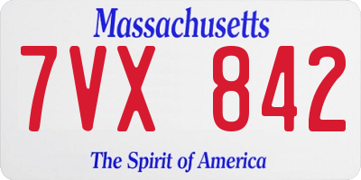 MA license plate 7VX842