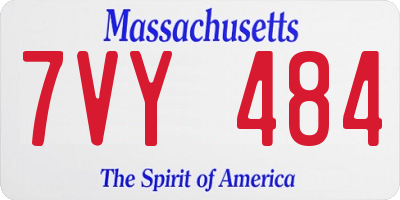 MA license plate 7VY484