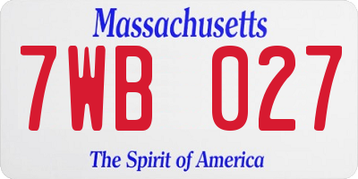 MA license plate 7WB027
