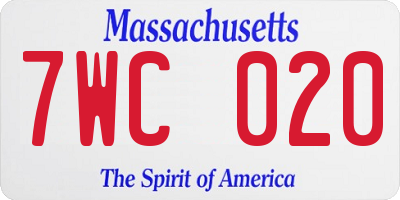 MA license plate 7WC020
