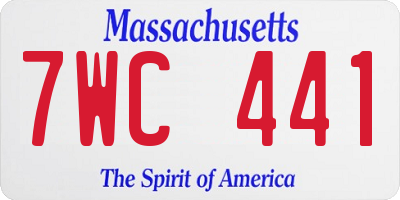 MA license plate 7WC441