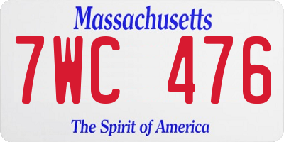 MA license plate 7WC476