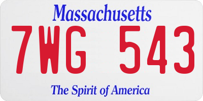 MA license plate 7WG543