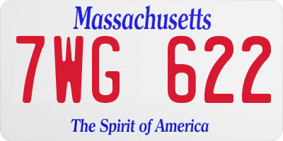 MA license plate 7WG622