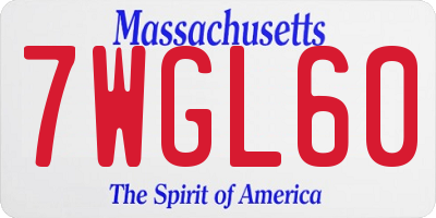 MA license plate 7WGL60