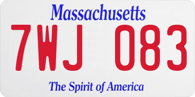 MA license plate 7WJ083