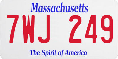 MA license plate 7WJ249