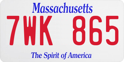 MA license plate 7WK865