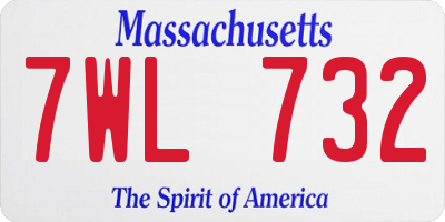 MA license plate 7WL732