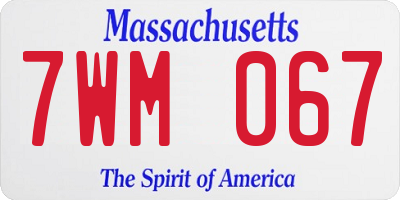 MA license plate 7WM067