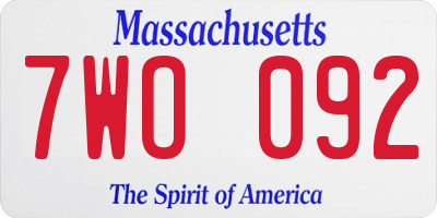 MA license plate 7WO092