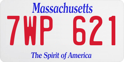 MA license plate 7WP621