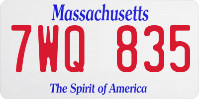 MA license plate 7WQ835