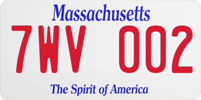 MA license plate 7WV002