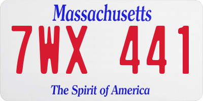 MA license plate 7WX441