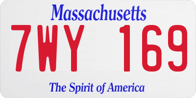 MA license plate 7WY169