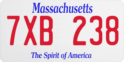MA license plate 7XB238