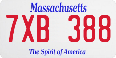 MA license plate 7XB388