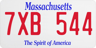 MA license plate 7XB544