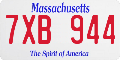 MA license plate 7XB944