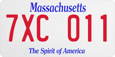 MA license plate 7XC011