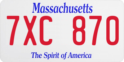 MA license plate 7XC870