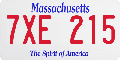 MA license plate 7XE215