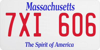 MA license plate 7XI606