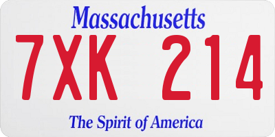 MA license plate 7XK214