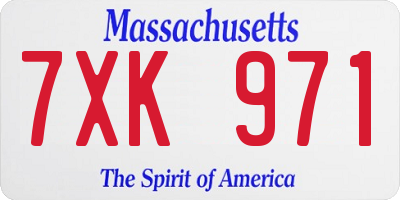 MA license plate 7XK971