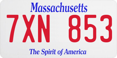 MA license plate 7XN853