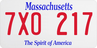 MA license plate 7XO217