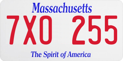 MA license plate 7XO255
