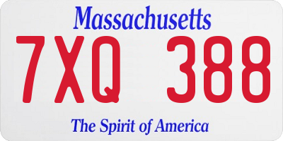 MA license plate 7XQ388