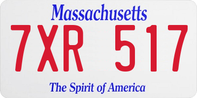MA license plate 7XR517