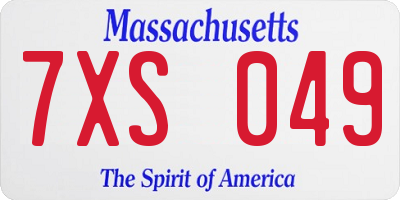 MA license plate 7XS049
